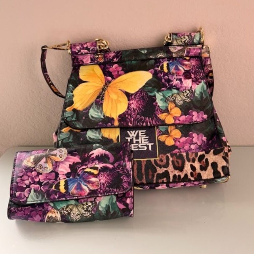 Floral Butterfly & Cheetah Print Crossbody Set - We The Best Collection